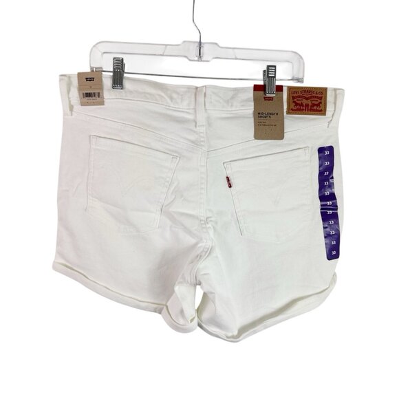 Levi’s Women's 33 Mid Length Midrise Denim Shorts Stretch Off White NWT - Picture 3 of 15